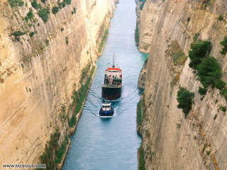 Boat narrow river cliffs traveling - exekia free wallpaper