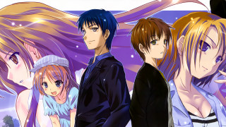 Anime characters group purple background 5 - a group of anime characters free wallpaper