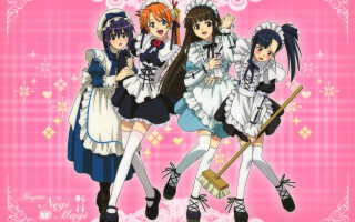 Girls maid outfits pink background - maid outfit free wallpaper