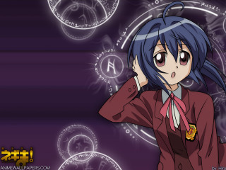 Bluehair redjacket girl zodiac clocktower - promotional free wallpaper for desktop