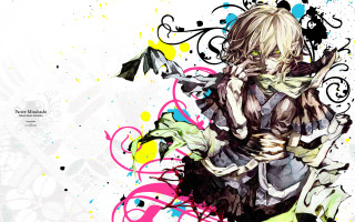 Woman white hair green eyes - a colorful background free wallpaper