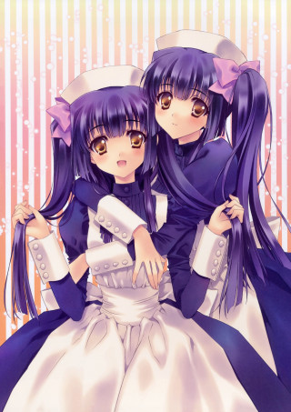 Anime girls white blue dress - her shoulder free wallpaper for mobile