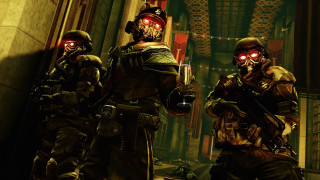 Soldiers hallway red eyes gun - a group of soldiers free wallpaper