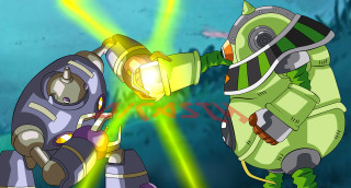 Cartoon character fighting space suit - their face free wallpaper for desktop