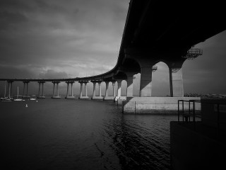 Bridge water boat water below - digital photography free wallpaper