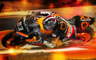Motorcycle racer track red orange 2 - a digital painting free wallpaper for desktop