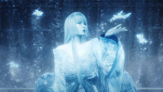 Woman white dress butterflies flying 2 - a ponytail free wallpaper