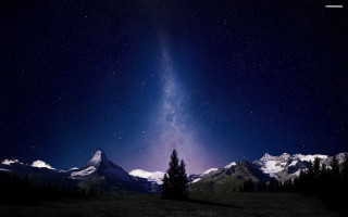 Night sky mountain range star - sky above free wallpaper
