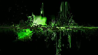 Green pixelated city night reflection - a reflection free wallpaper