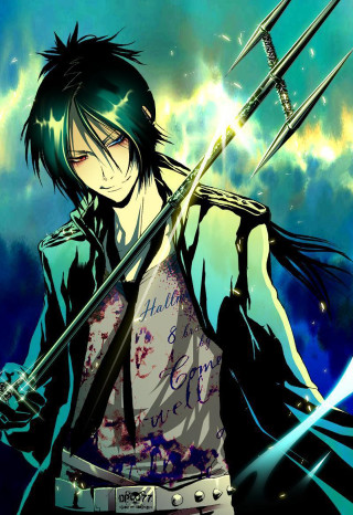Gothic anime man swords blue - a blue sky free wallpaper for mobile