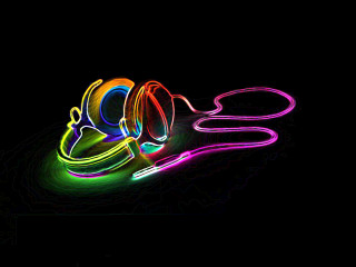 Black background neon colored object - object in the middle free wallpaper