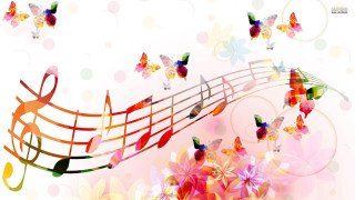 Colorful music note butterflies flowers - artgem free wallpaper