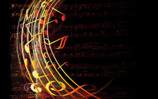 Musical background notes symbols black 2 - baroque free wallpaper