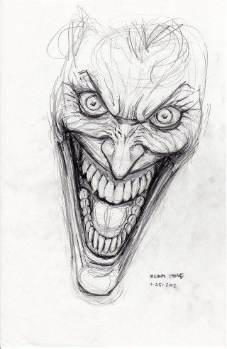 Joker creepy grin drawing face - a pencil sketch free wallpaper for mobile