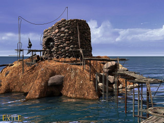Rock structure water dock boat - top of a body free wallpaper