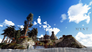 Futuristic city rock island waterfall - a futuristic city free wallpaper