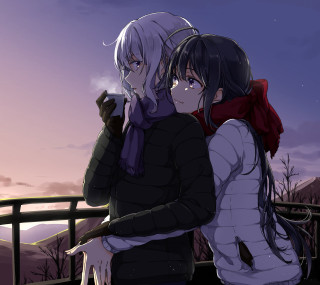 People standing purple sky fence - free valentines wallpaper for tablet