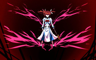 Woman sword red lighting magical - a white dress holding free wallpaper for desktop