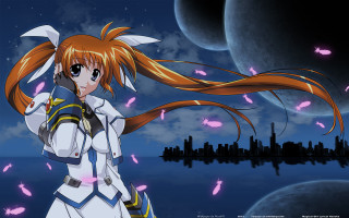 Anime girl red hair city 2 - a city skyline free wallpaper