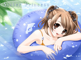 Girl bikini inflatable ball green - a green leaf in the background free wallpaper