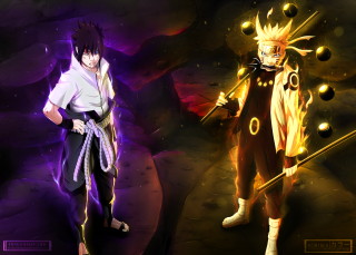 Anime characters dark background yellow - two anime character free wallpaper for desktop