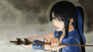 Anime character bow arrow cloudy - chen chun free wallpaper