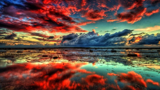 Colorful sky clouds reflection water 2 - a colorful sky free wallpaper