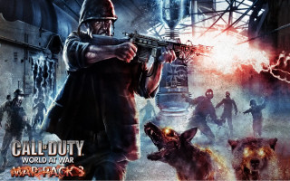 Man holding gun zombies factory - a group of zombies free wallpaper