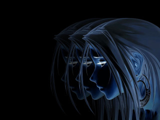 Woman blue face dark abstract - a blue face free wallpaper for desktop