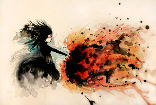 Fiery woman horse watercolor dark - a watercolor painting free wallpaper