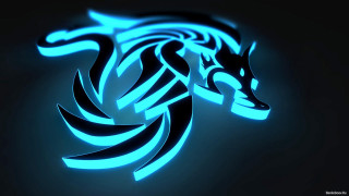Blue black dragon 3d glowing - dragon art free wallpaper