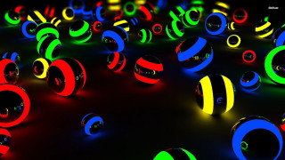 Colorful balls lights dark room - interactive art free wallpaper