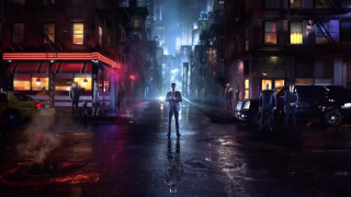 Man street night bus car - the middle of a street free wallpaper