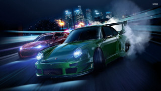 Cars night city smoke driving - a group of cars free wallpaper for desktop