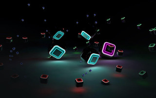 Glowing cubes floating black background - felipe seade free wallpaper