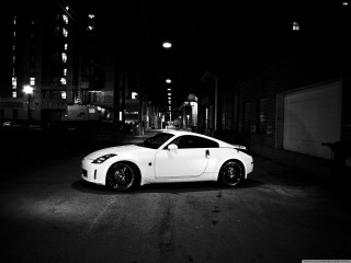 White sports car dark street - dark night free wallpaper