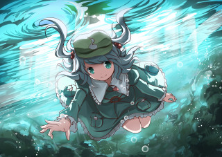 Girl floating water arms out - underwater free wallpaper for desktop