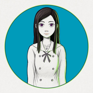 Girl portrait blue circle green - a blue circle free wallpaper for tablet