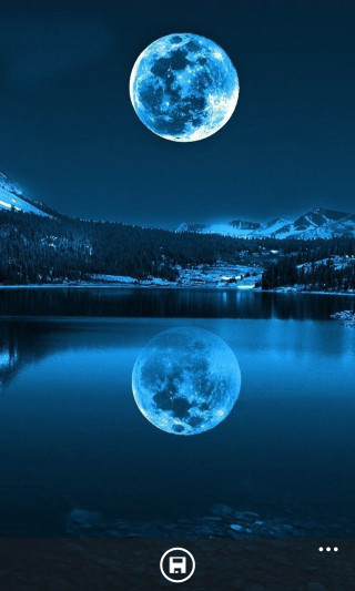 Full moon lake mountains night 2 - free space wallpaper for mobile