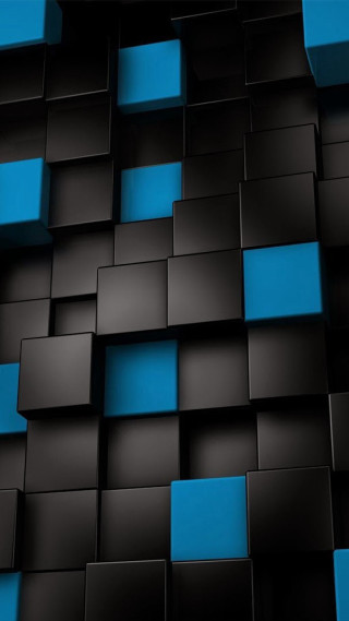 Blue black background squares pattern - square free wallpaper for mobile