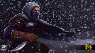 Man hooded outfit sword snow - a sword in the snow free wallpaper