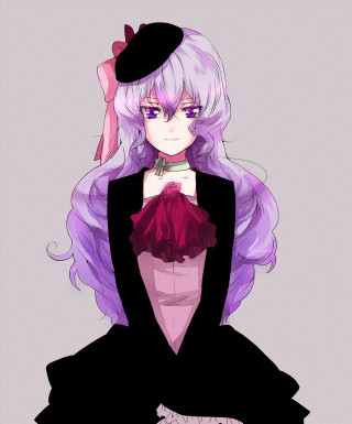 Woman long purple hair hat - victorian free wallpaper