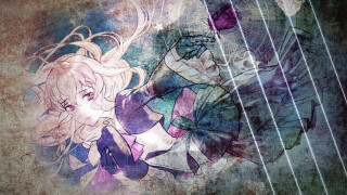 Girl guitar man background drawing - her hand and a man in the background free wallpaper