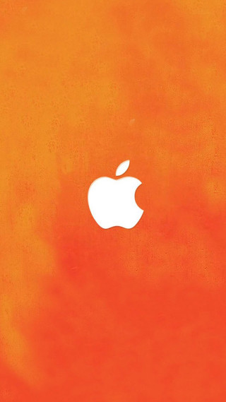 Orange background apple logo side - an orange background free wallpaper for mobile
