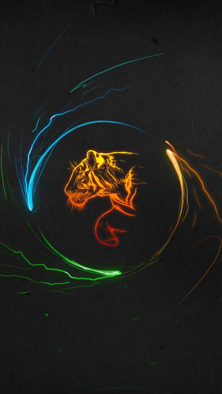 Colorful lizard light streaks black - free neon wallpaper for mobile