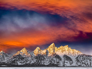 Mountain range red sky clouds 3 - derold page free wallpaper