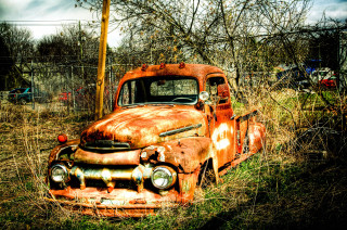 Old rusty truck field grass - a field of grass free wallpaper