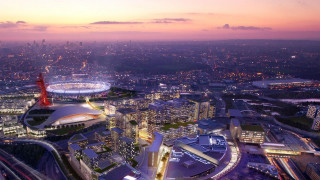 City night stadium lights buildings - surrounding free wallpaper