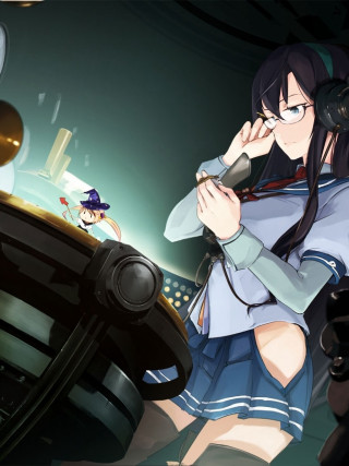 Girl short skirt microphone looking - a car in the background free wallpaper