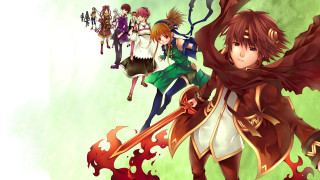 Anime characters green background flames - flame free wallpaper